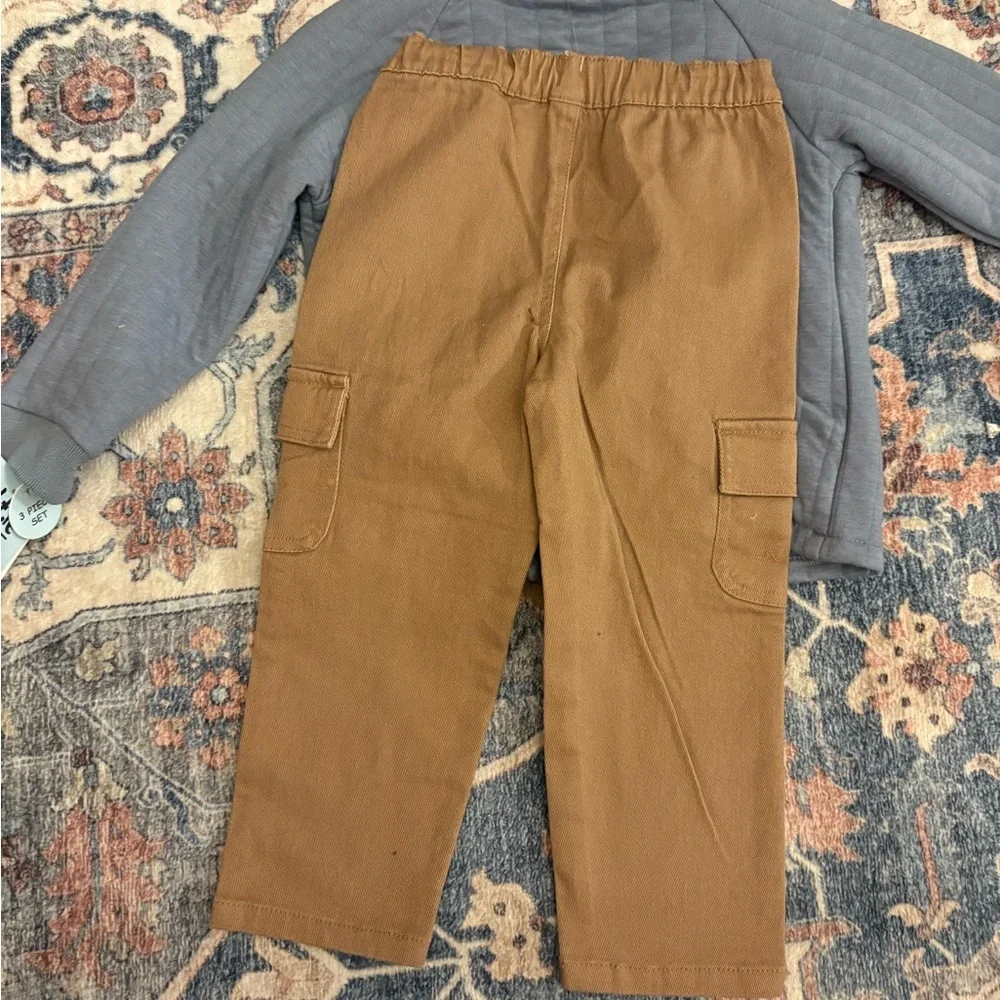 Blue Jacket and Brown Pants Set